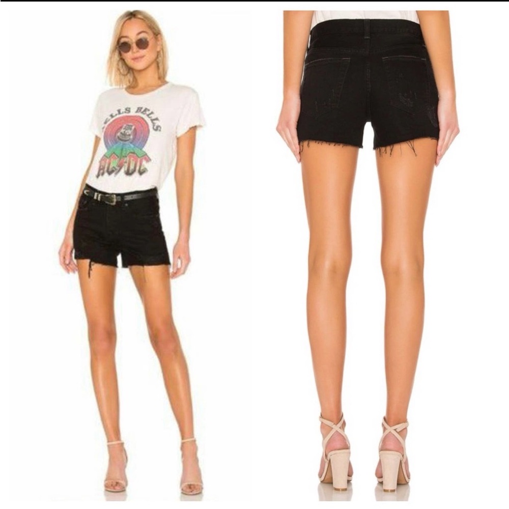 We The Free x Free People Sofia High-Rise Frayed Denim Shorts